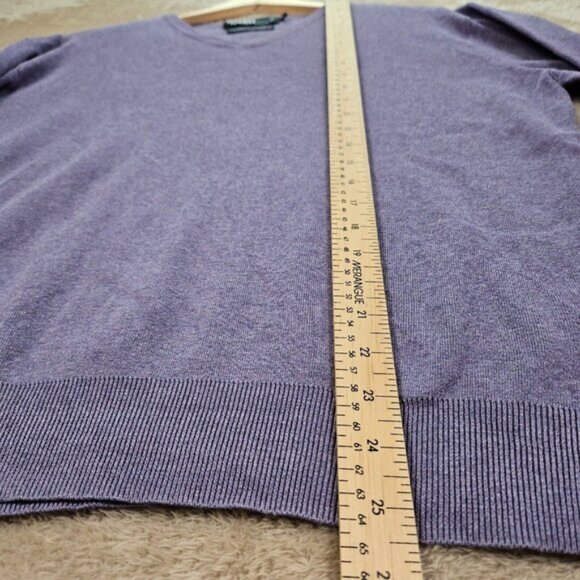 Polo by Ralph Lauren Sweater 100% Pima Cotton V Neck Purple Long Sleeve Size L - Picture 7 of 11